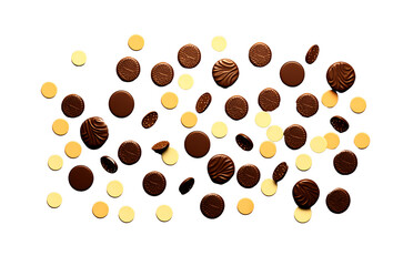 Obraz premium Pattern of chocolate coins, Generative AI 