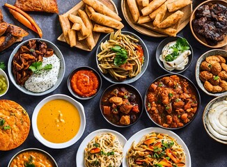 assortment of delicious food, selective focus