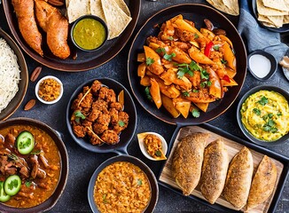 assortment of delicious food, selective focus
