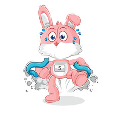 pink bunny runner character. cartoon mascot vector
