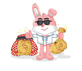 pink bunny rich arabian mascot. cartoon vector