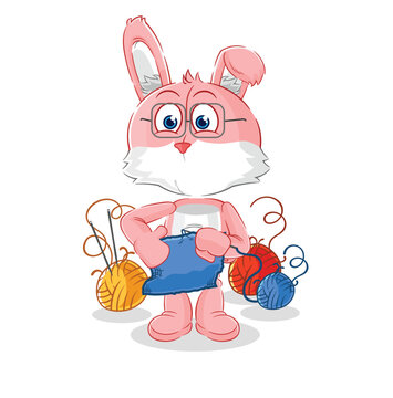 pink bunny tailor mascot. cartoon vector