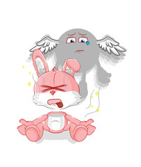 pink bunny spirit leaves the body mascot. cartoon vector
