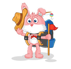 pink bunny scout vector. cartoon character