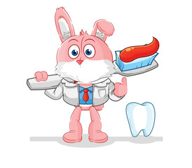 pink bunny dentist illustration. character vector