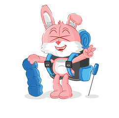 pink bunny go camping mascot. cartoon vector
