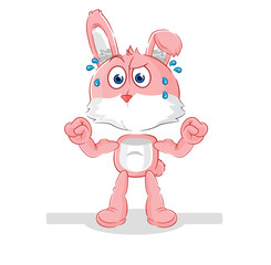 pink bunny muscular cartoon. cartoon mascot vector