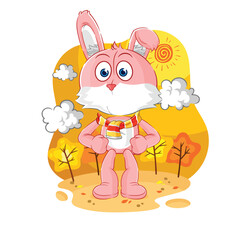 pink bunny in the autumn. cartoon mascot vector