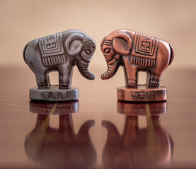 Chinese chess elephants face each other.