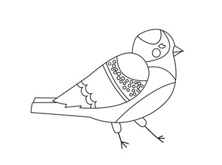 Coloring page with bird. Minimalistic creativity and art, logotype for company or organization, branding. Tropical and exotic animal with wings and feathers. Cartoon flat vector illustration