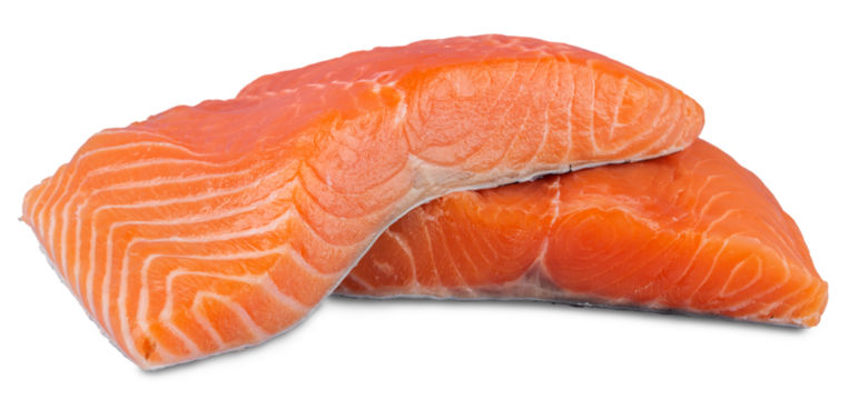 Raw salmon fillets - isolated image