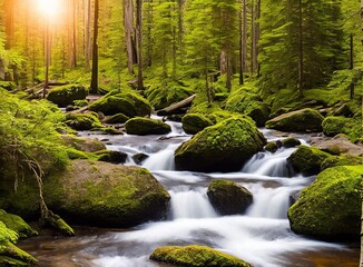 Obraz premium beautiful waterfall in the forest