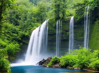 beautiful waterfall in the forest