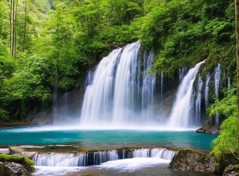 beautiful waterfall in the forest