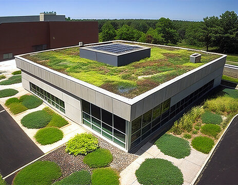 A Corporate Office Building with a Green Roof