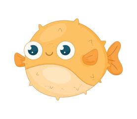 yellow blowfish swiming