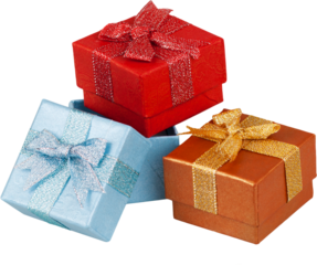 Cute gift boxes on white background