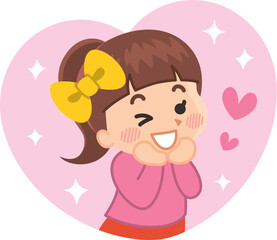 笑顔の可愛い女の子がウインクしている