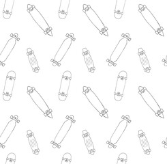 Vector seamless pattern of hand drawn doodle sketch skateboards isolated on white background