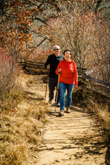 Senior couple hiking