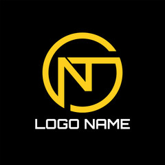 NT and circle monogram, modern, initial logo design vector