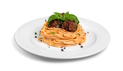 Tasty Italian pasta with tomato sauce