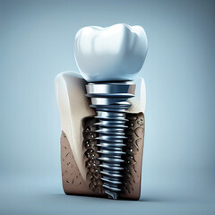Dental implantation, teeth with implant screw