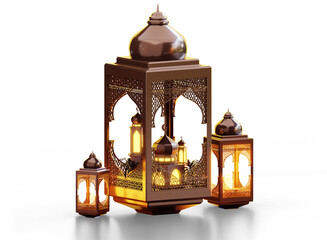 3d ramadan ornament with lantern and mosque