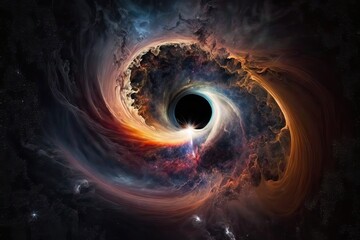 Black Hole Activity on Space, Beautiful, impressive and colourful, Associated with Deep Mathematical Calculations, and projecting local data to unbeliable astronomical data, generative ai - obrazy, fototapety, plakaty