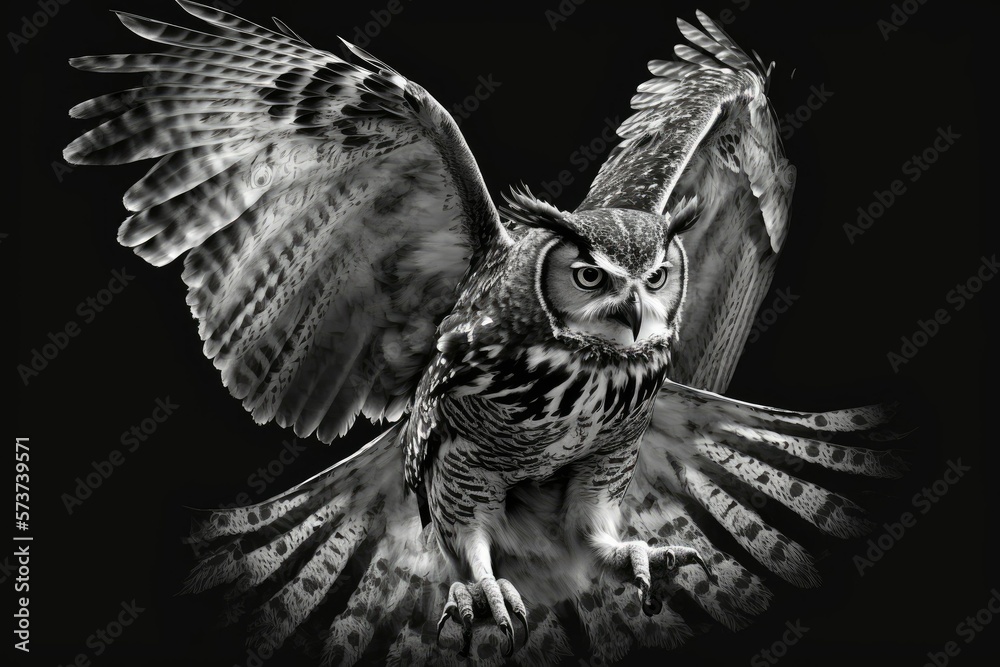 Sticker Image of a Eurasian Eagle Owl. Generative AI