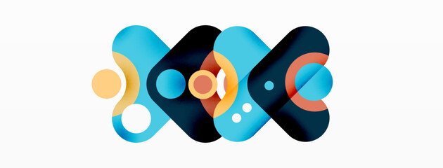 Creative geometric wallpaper. Minimal bubble arrow and circle abstract background. Techno business template for wallpaper, banner, background or landing