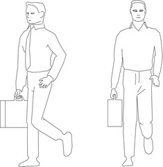 Vector sketch of dad silhouette illustration going to work to office