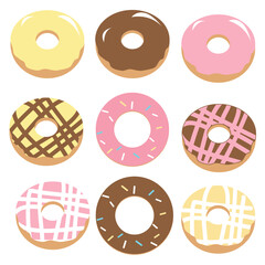 Fototapeta premium 9 pieces of donuts on white background.