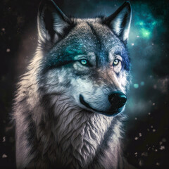 Wolf portrait. Generative AI
