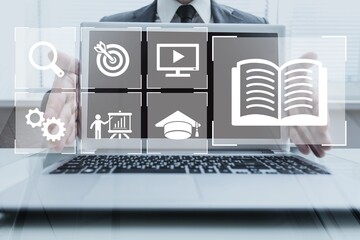 Online education concept. Person study on computer