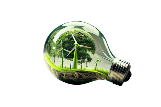 wind energy light bulb wind power plant energy saving concept isolate png ai
