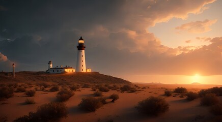 Post-apocalyptic desert lighthouse [AI Generated]