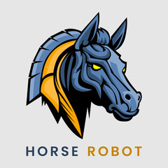 Fototapeta na wymiar Horse head mascot with the style of the robot. Cyborg horse logo design isolated on white background
