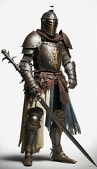Steampunk Knight Holding Longsword - Strong and Brave Character Illustration