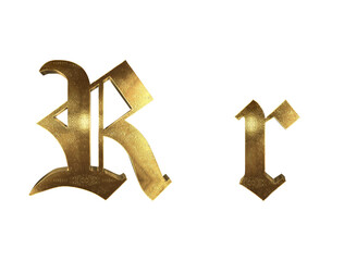 3d render Gold lowercase And uppercase Letters