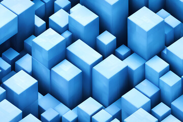 Obraz premium abstract blue cubes background 3d render created with Generative AI