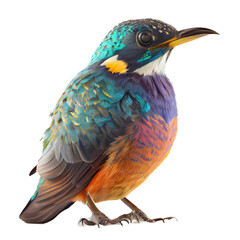Rare colorful birds on a transparent background. generative AI.