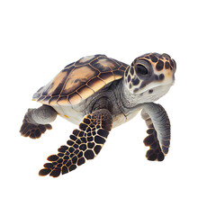 Baby sea turtle on a transparent background. generative AI.