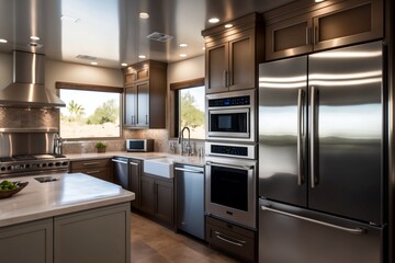 Fototapeta premium Modern Kitchen Bathed in Natural Light. Generative AI