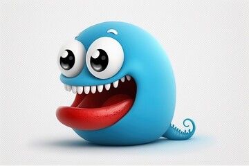 On a white background, a blue worm is shown in profile, grinning. Generative AI