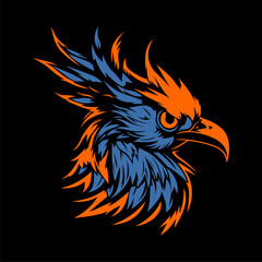 Illustration vector of Phoenix head mascot sport logo design or t shirt printing