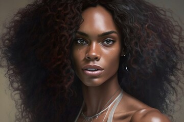 Captivating Portrait of a Transgender Dark- skinned Woman. LGBT+. Generative AI