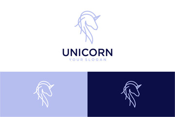 Fototapeta na wymiar unicorn logo design with line art