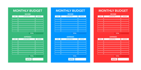 Monthly budget planner. Income and expense tracker. Account fixed and other expenses.