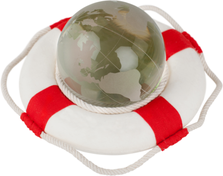 Life ring with a globe in it - environmental protection concept